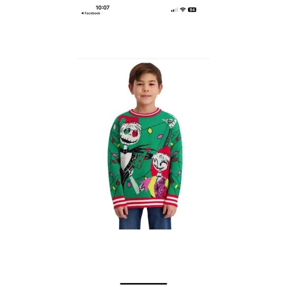 NWT Nightmare Before Christmas Ugly Christmas Sweater Crewneck M 10/12 Disney - Picture 1 of 8